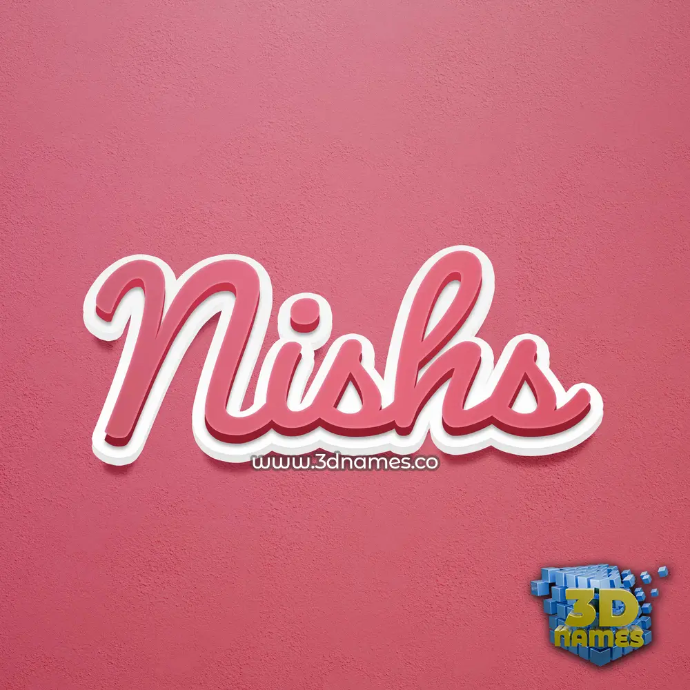 nishs in Red Scribble style - 3D name wallpaper