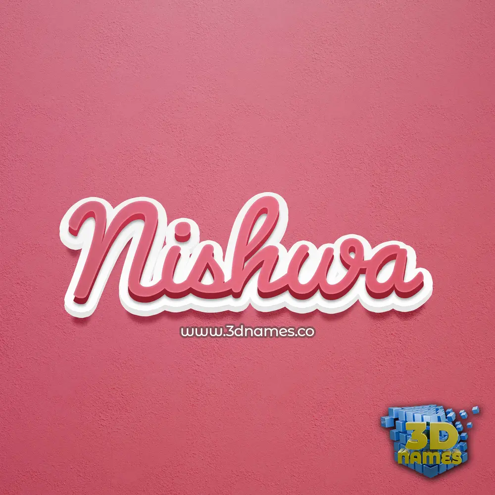 nishwa in Red Scribble style - 3D name wallpaper