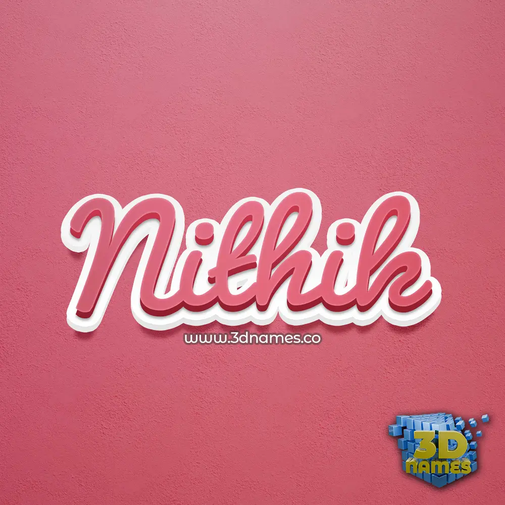 nithik in Red Scribble style - 3D name wallpaper
