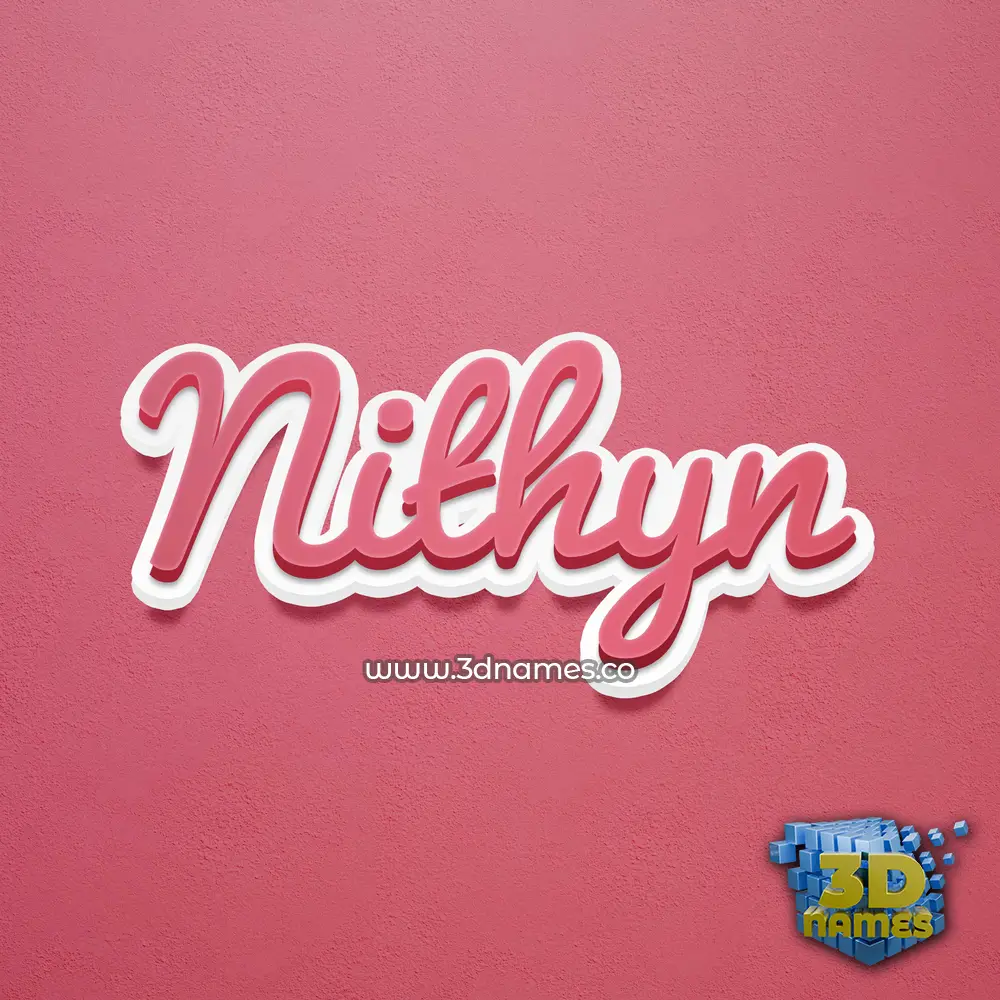 nithyn in Red Scribble style - 3D name wallpaper