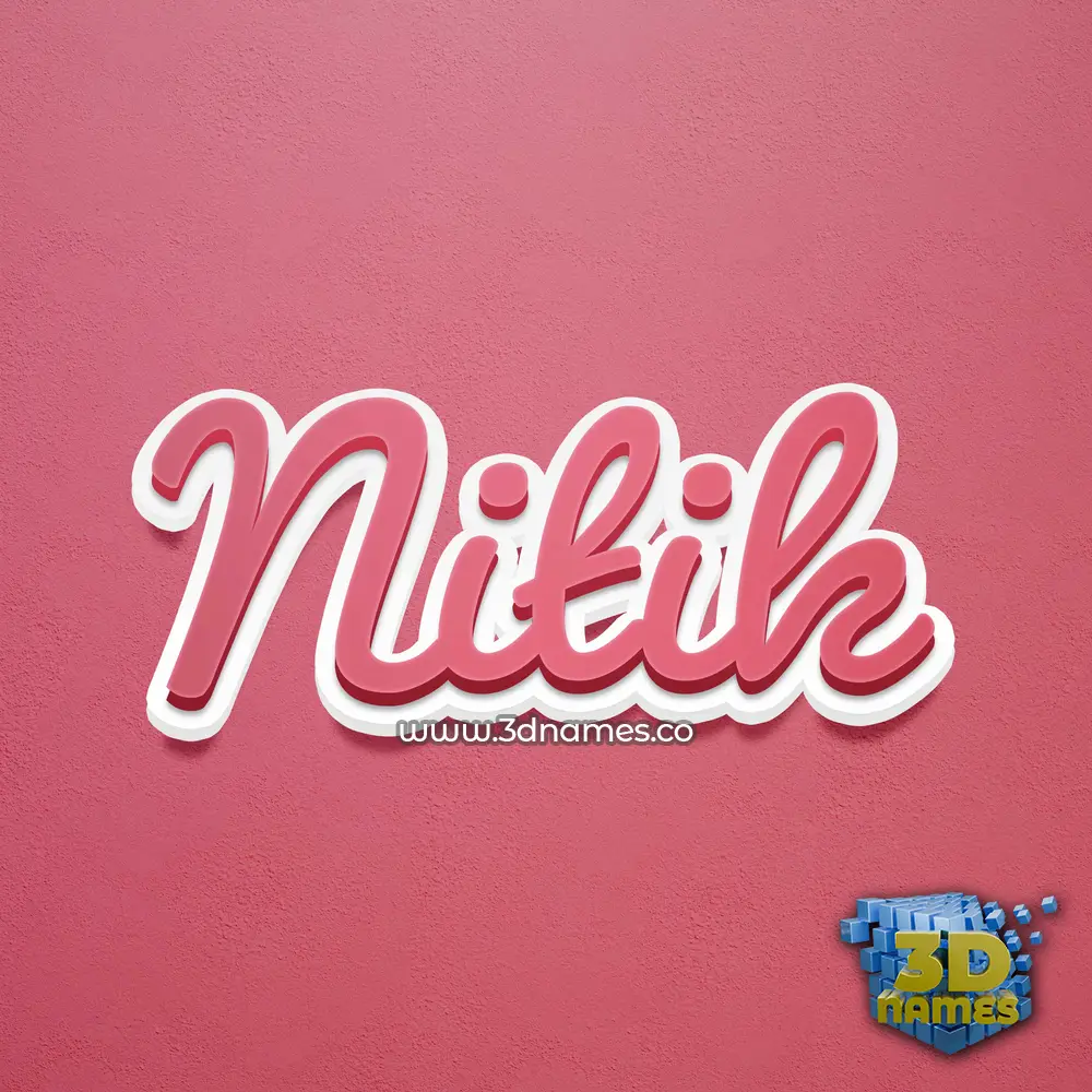 nitik in Red Scribble style - 3D name wallpaper