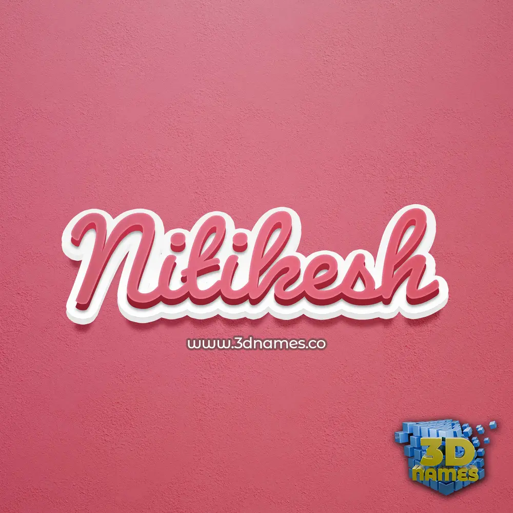 nitikesh in Red Scribble style - 3D name wallpaper