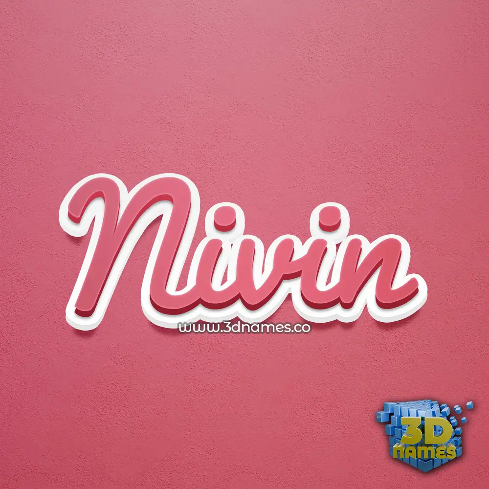 nivin in Red Scribble style - 3D name wallpaper