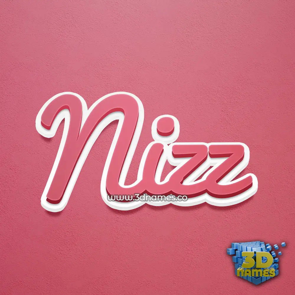 nizz in Red Scribble style - 3D name wallpaper