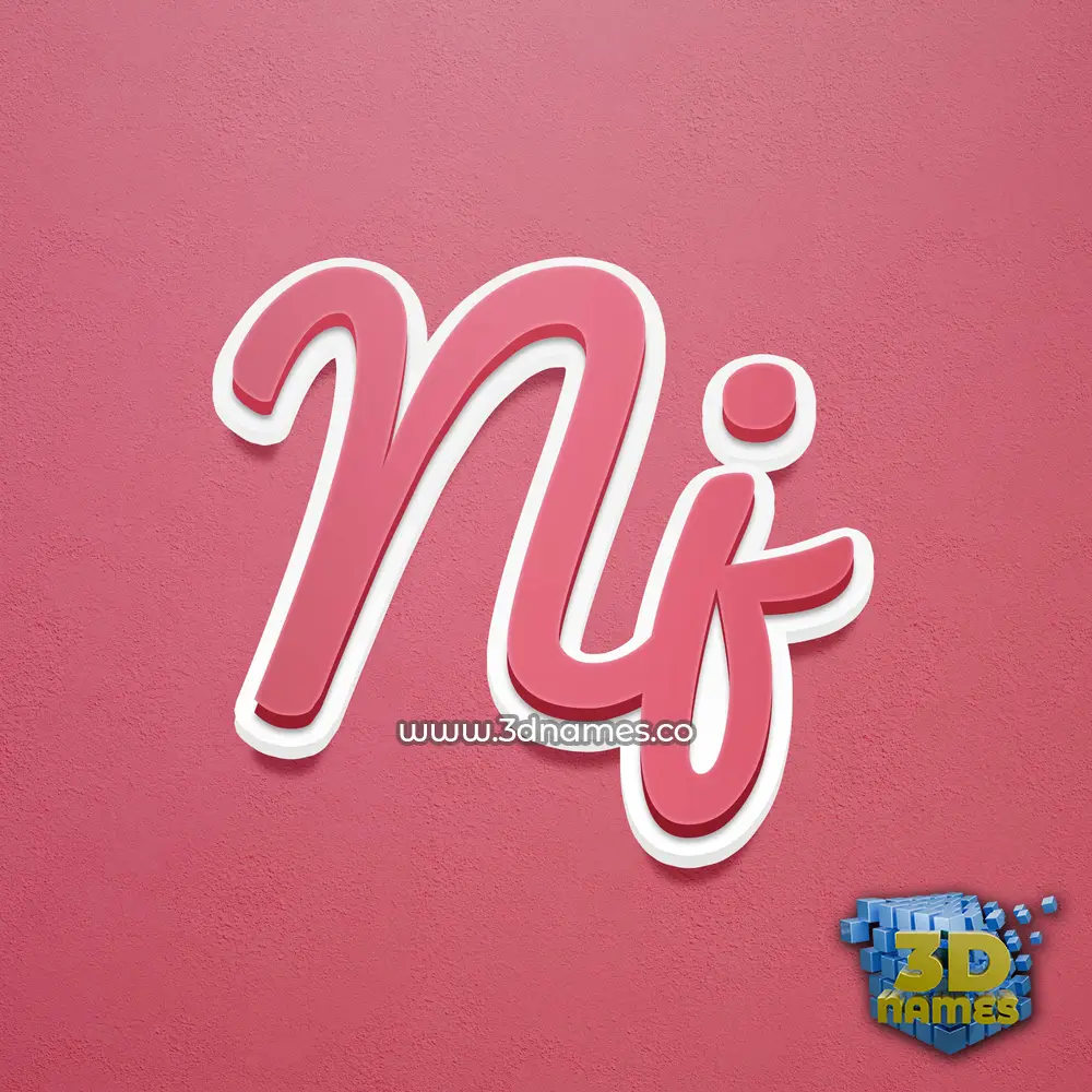 nj in Red Scribble style - 3D name wallpaper