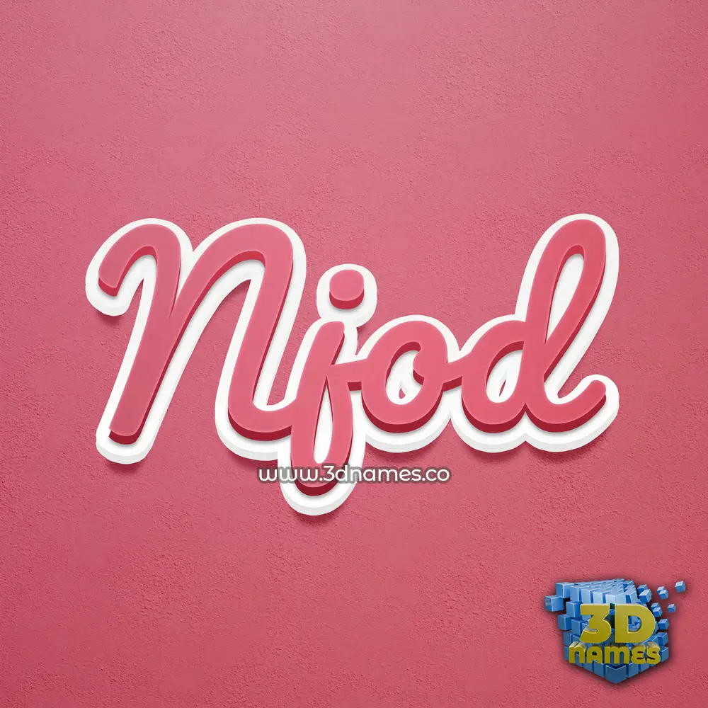 njod in Red Scribble style - 3D name wallpaper