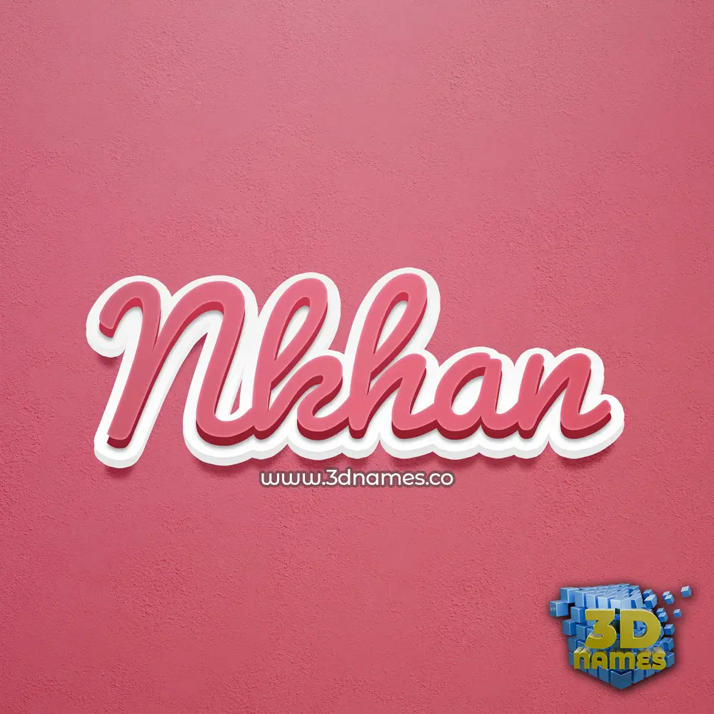 nkhan in Red Scribble style - 3D name wallpaper