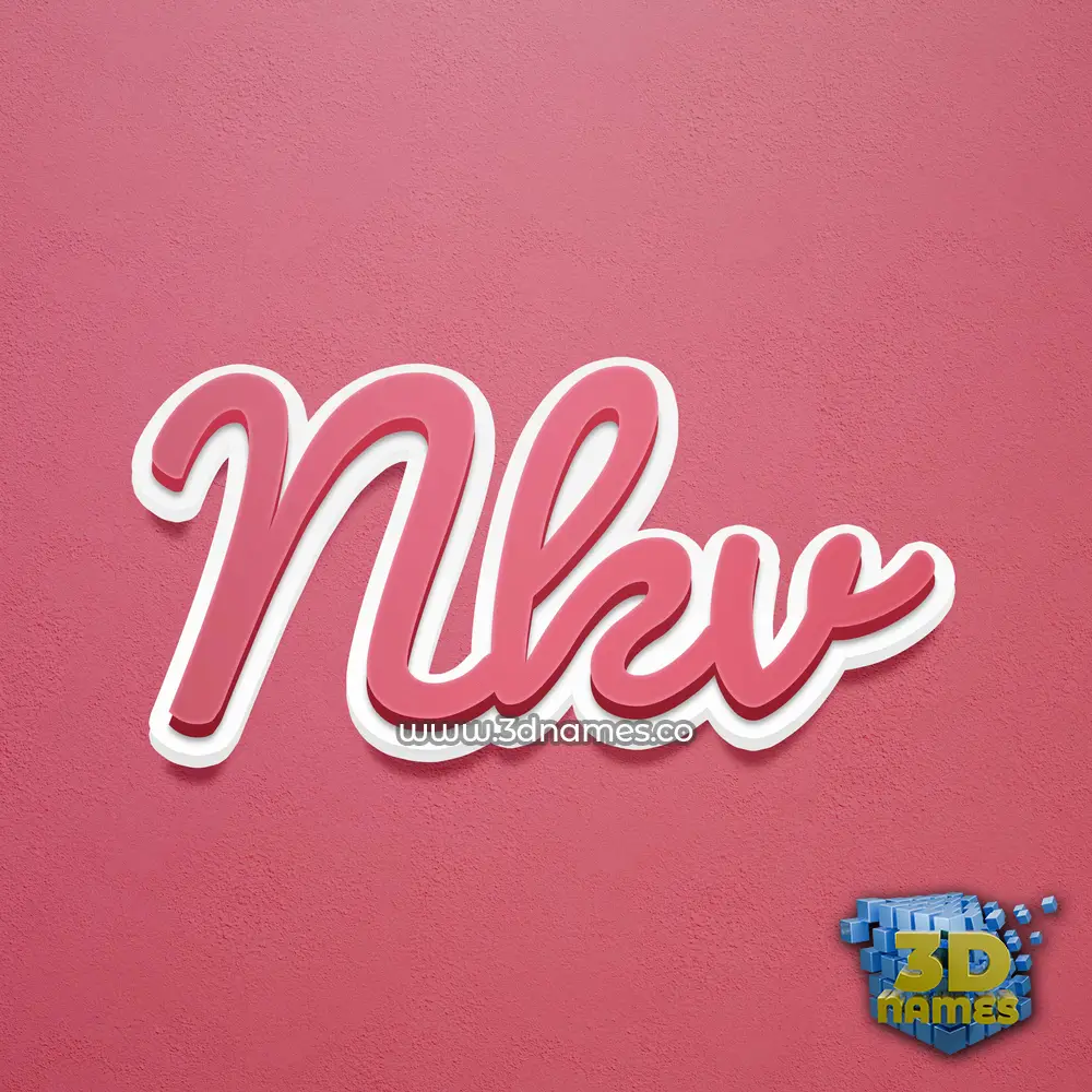 nkv in Red Scribble style - 3D name wallpaper