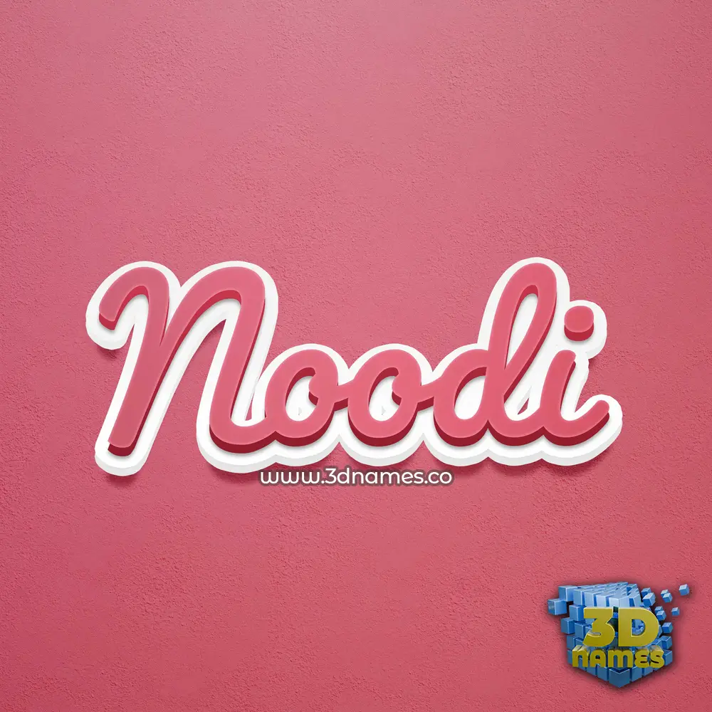 noodi in Red Scribble style - 3D name wallpaper