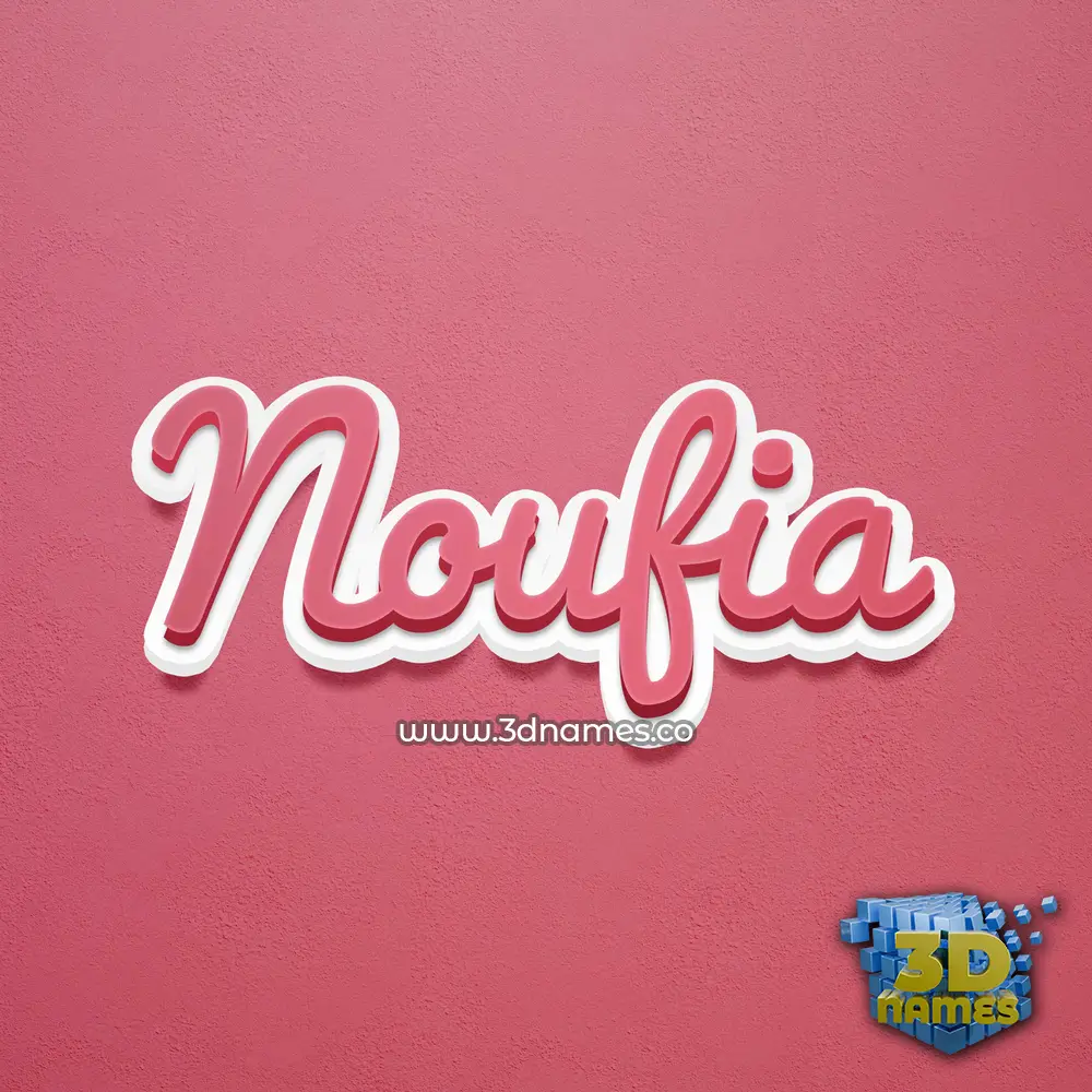 noufia in Red Scribble style - 3D name wallpaper