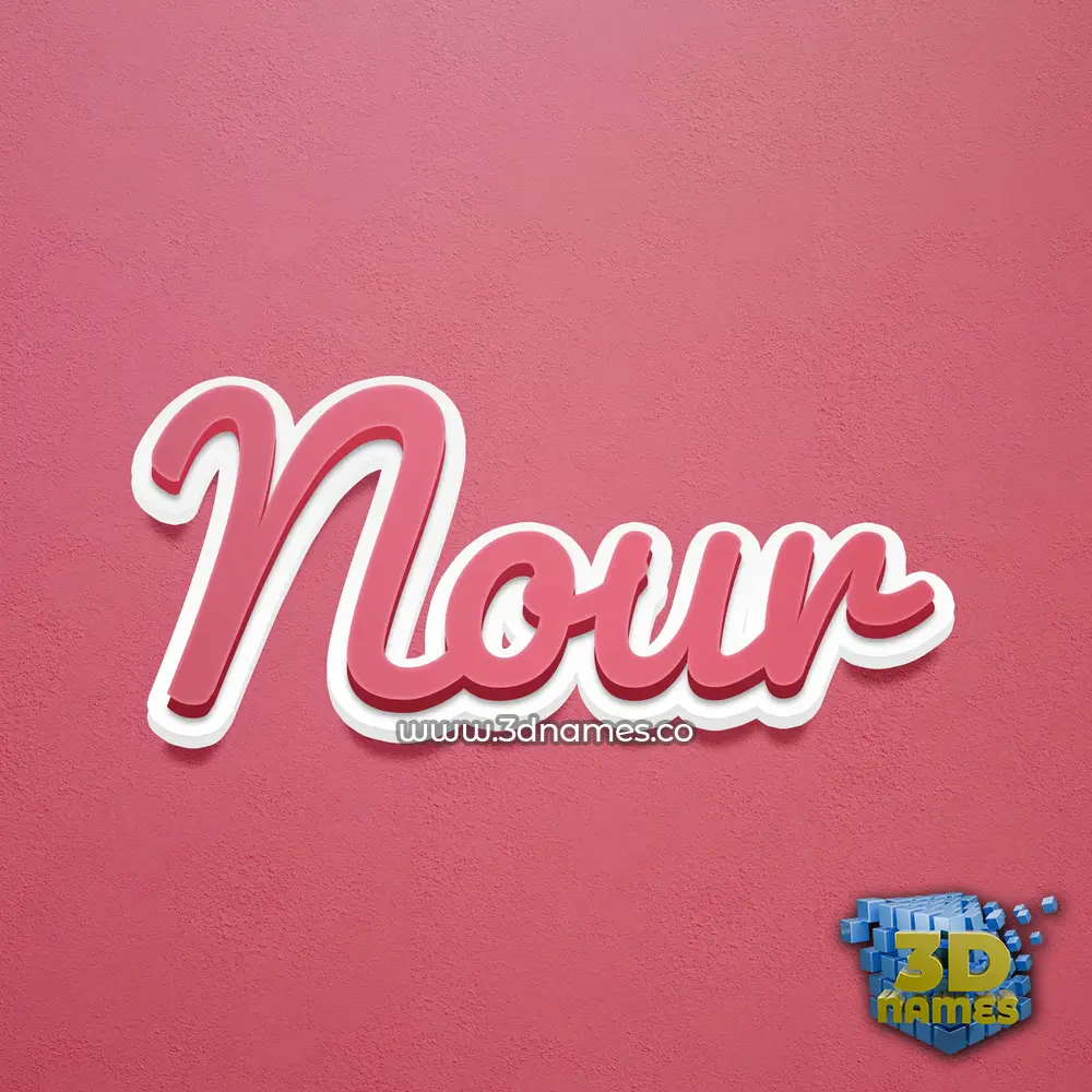 nour in Red Scribble style - 3D name wallpaper