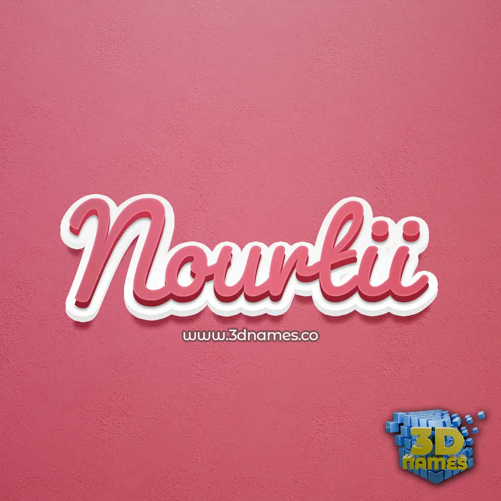 nourtii in Red Scribble style - 3D name wallpaper