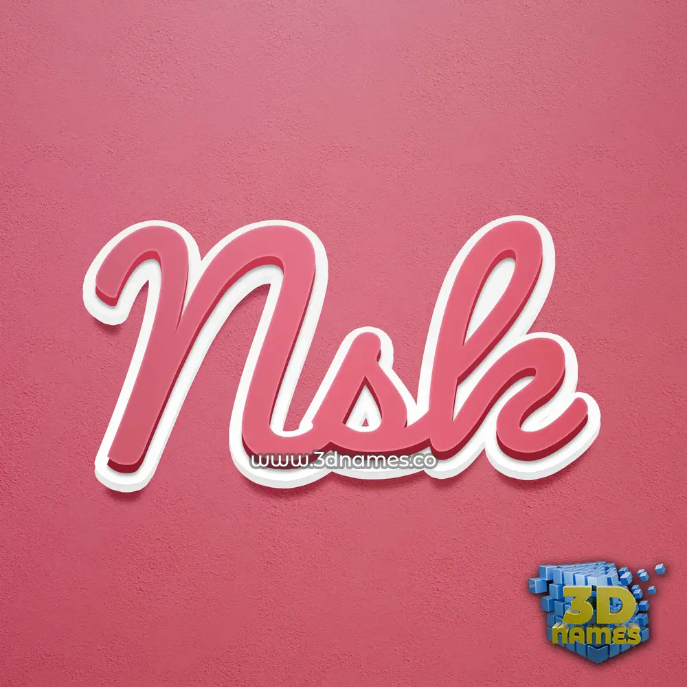 nsk in Red Scribble style - 3D name wallpaper