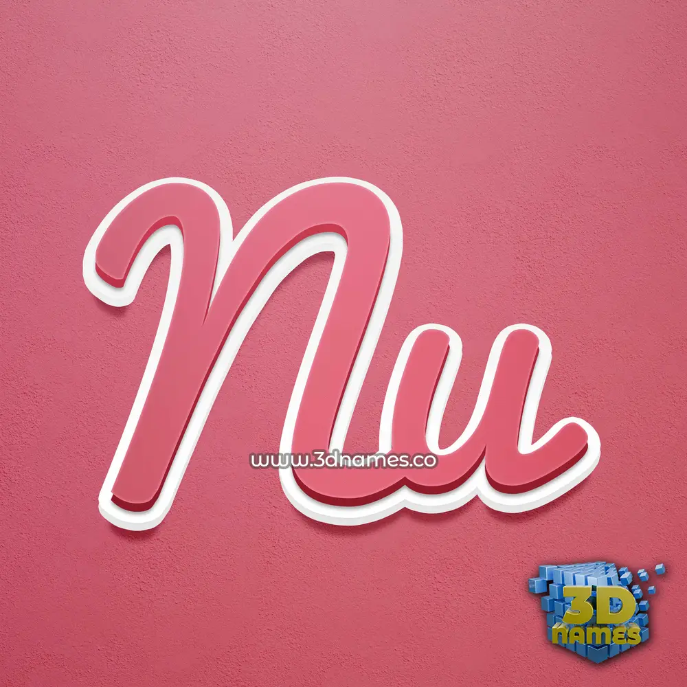 nu in Red Scribble style - 3D name wallpaper