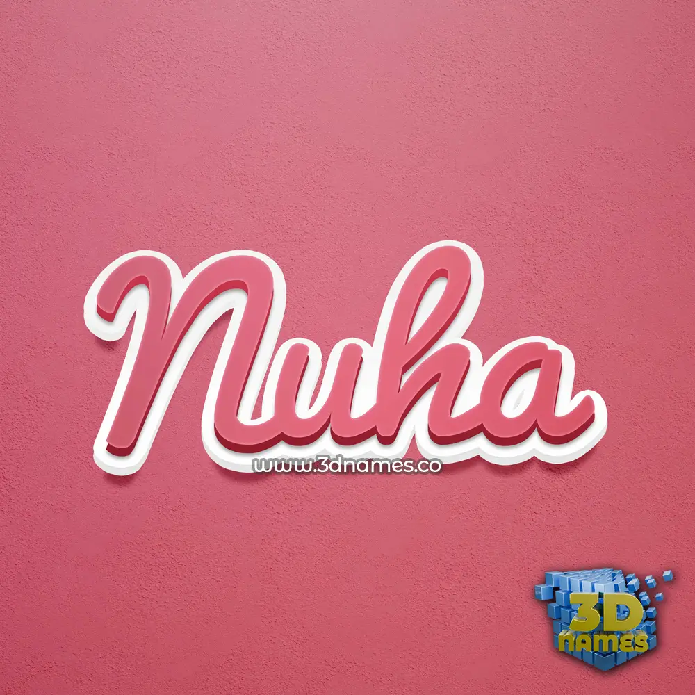 nuha in Red Scribble style - 3D name wallpaper