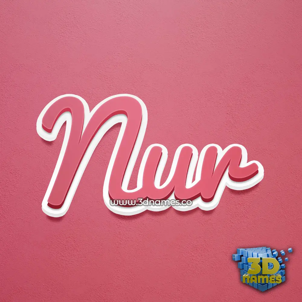 nur in Red Scribble style - 3D name wallpaper