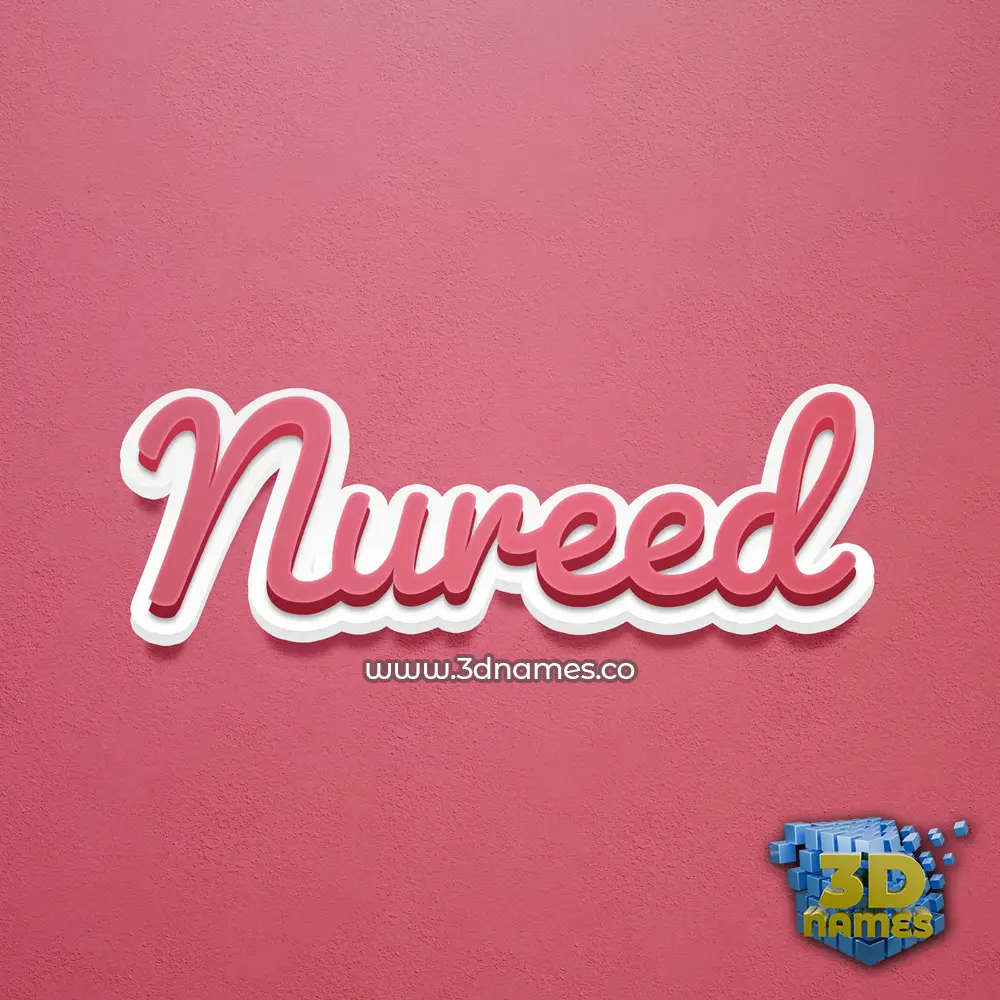 nureed in Red Scribble style - 3D name wallpaper