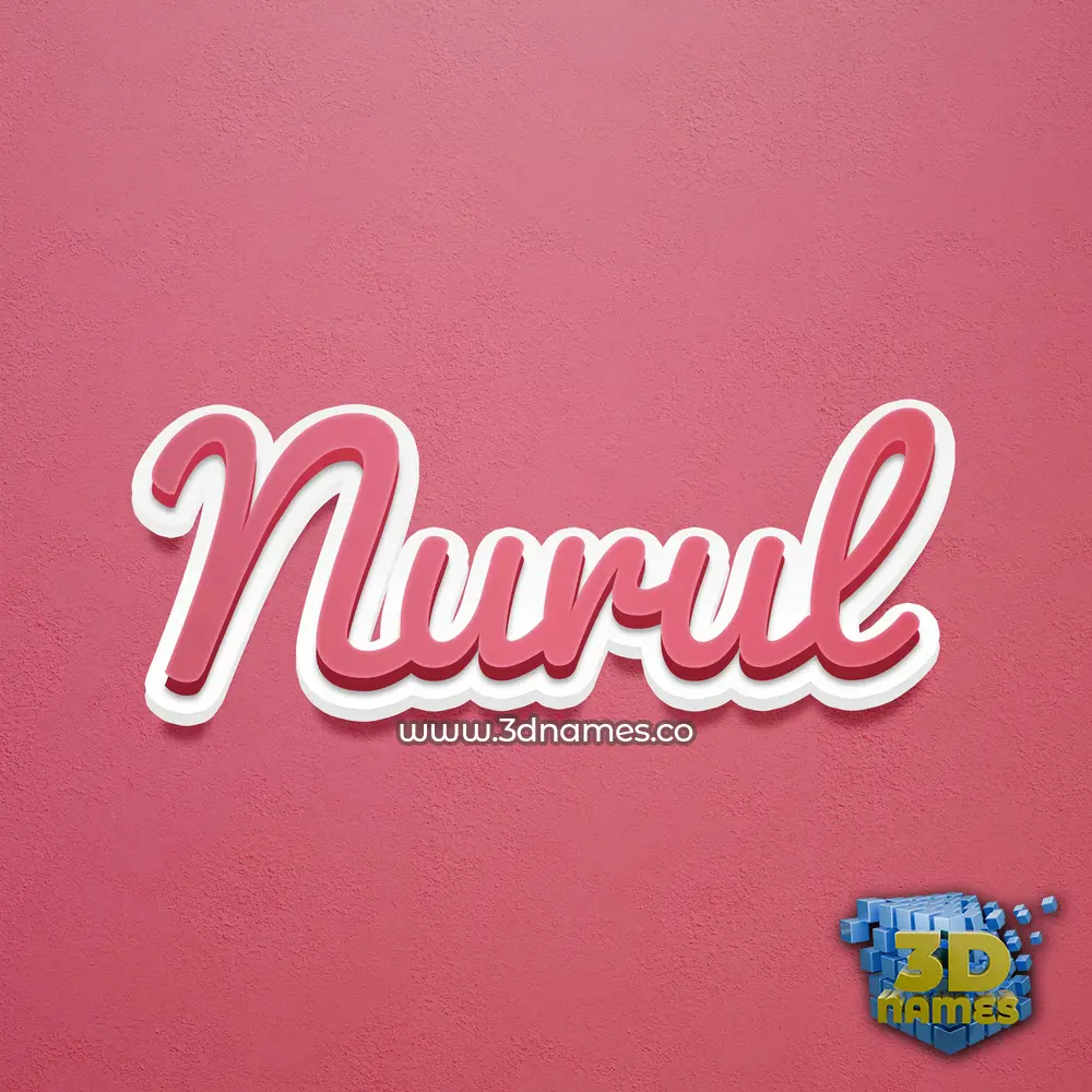nurul in Red Scribble style - 3D name wallpaper