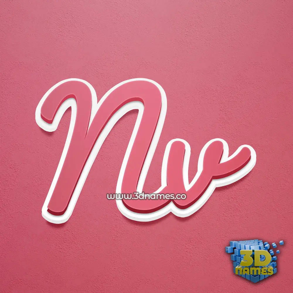 nv in Red Scribble style - 3D name wallpaper