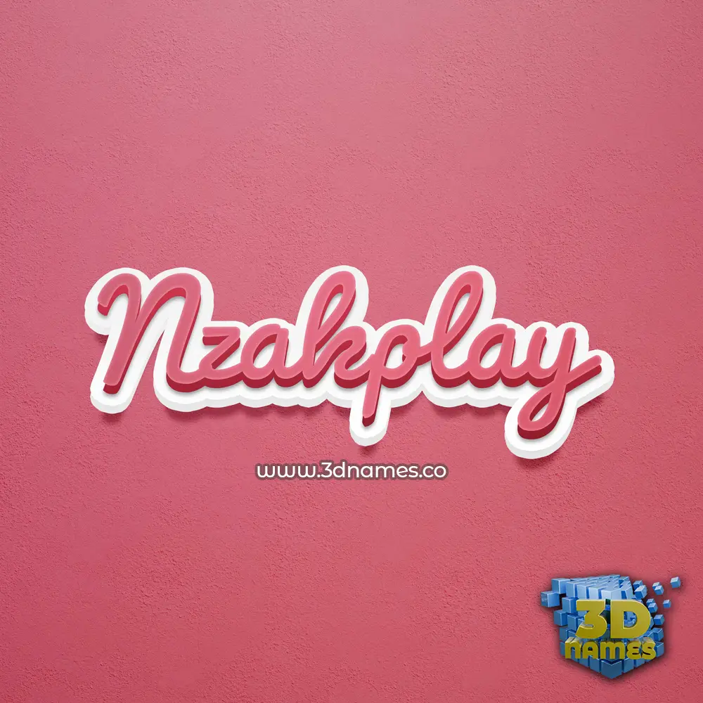 nzakplay in Red Scribble style - 3D name wallpaper