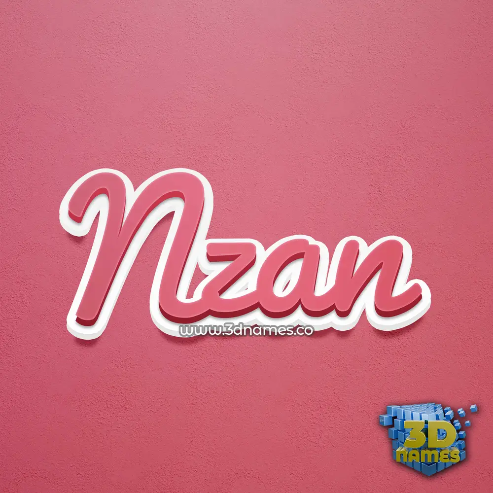 nzan in Red Scribble style - 3D name wallpaper