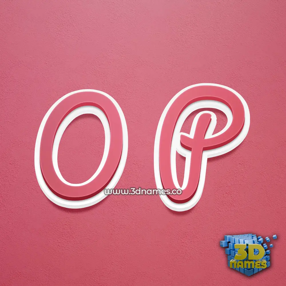 o p in Red Scribble style - 3D name wallpaper