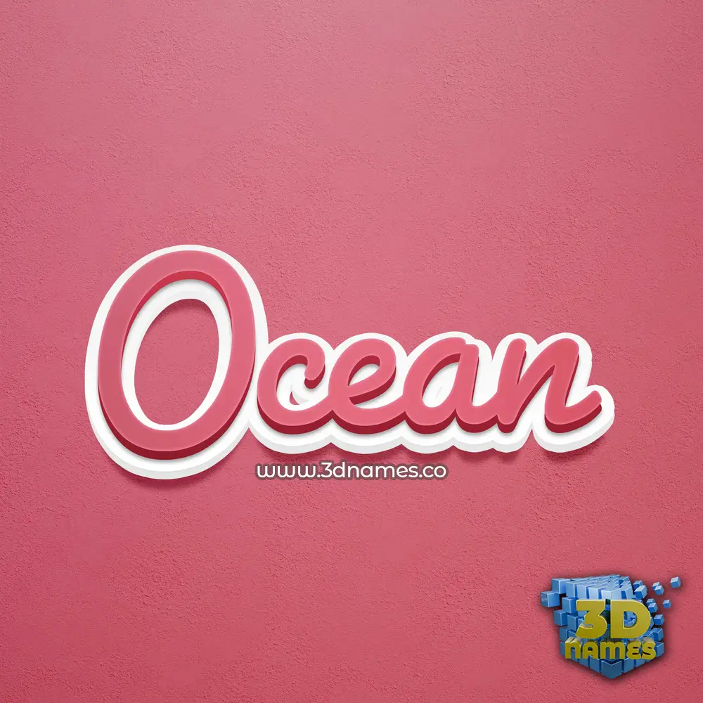 ocean in Red Scribble style - 3D name wallpaper