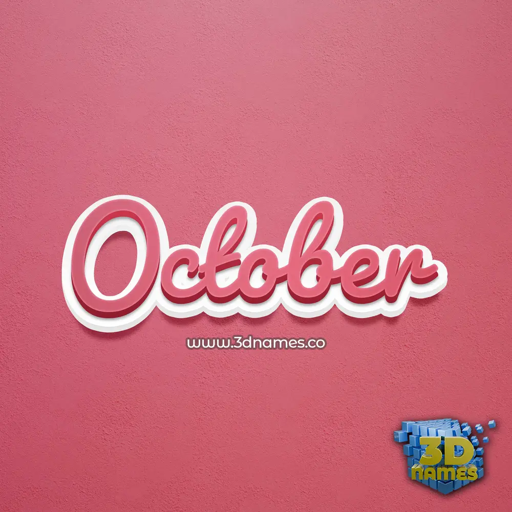 october in Red Scribble style - 3D name wallpaper