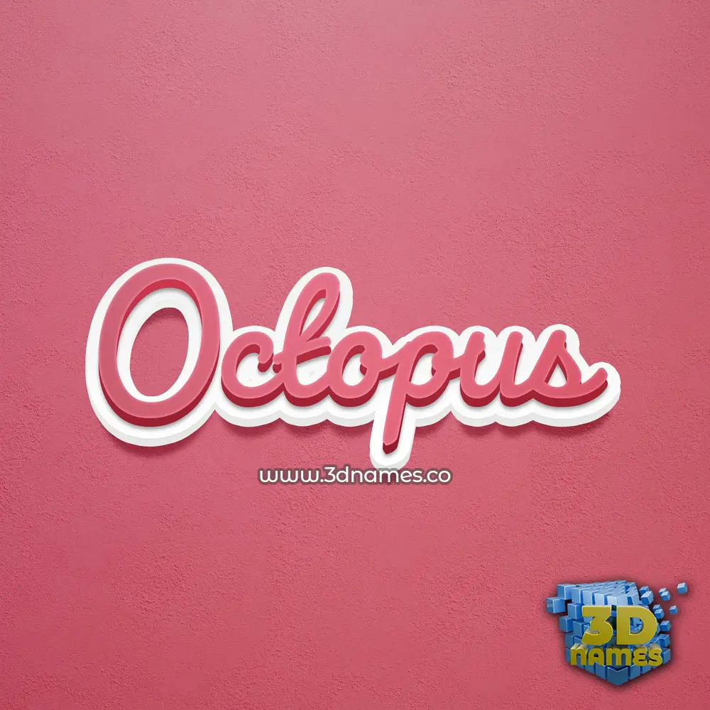 octopus in Red Scribble style - 3D name wallpaper