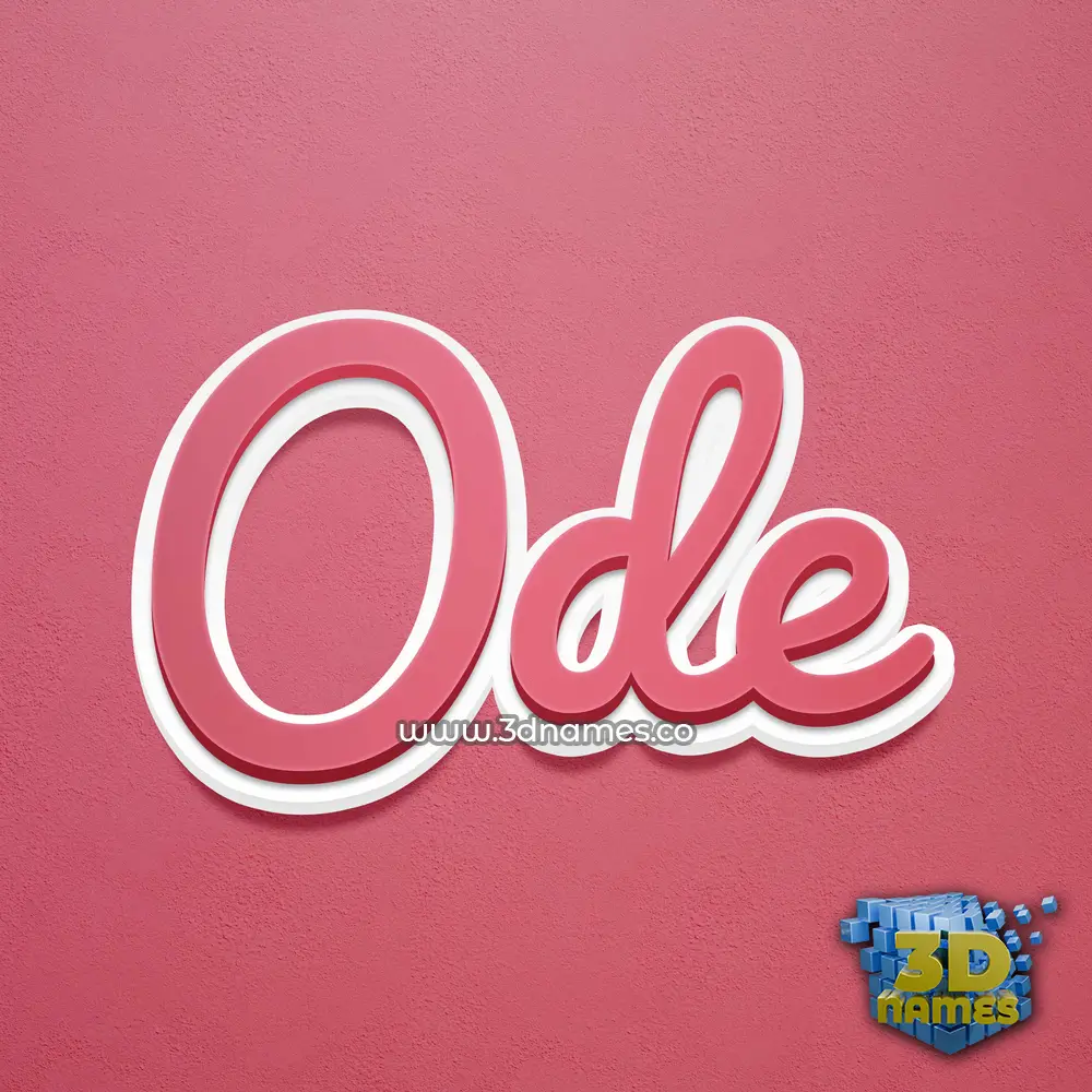 ode in Red Scribble style - 3D name wallpaper