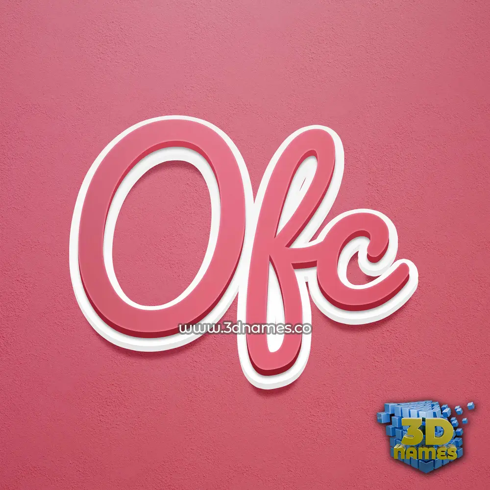 ofc in Red Scribble style - 3D name wallpaper