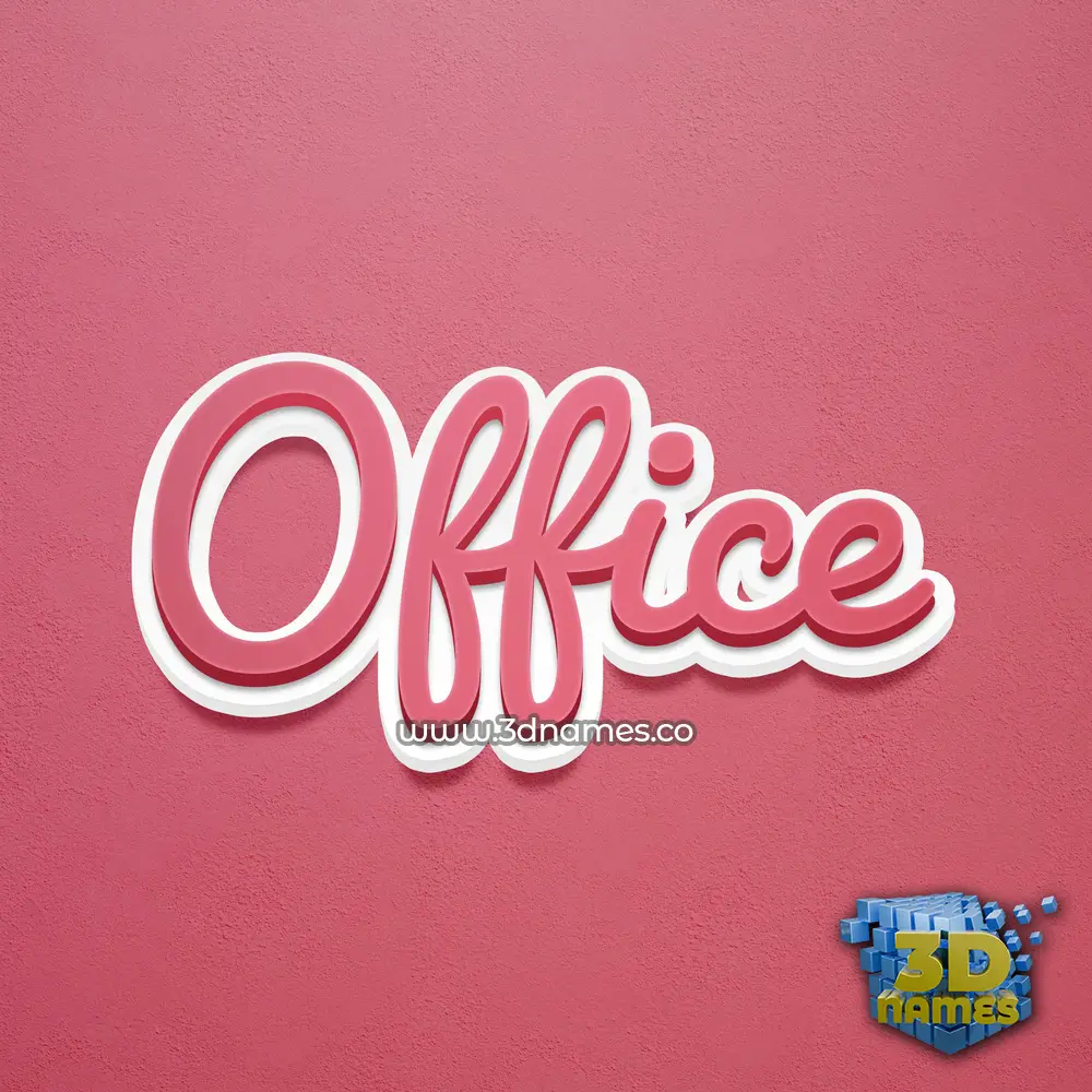 office in Red Scribble style - 3D name wallpaper