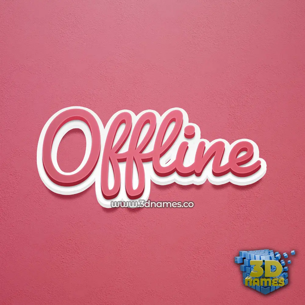 offline in Red Scribble style - 3D name wallpaper