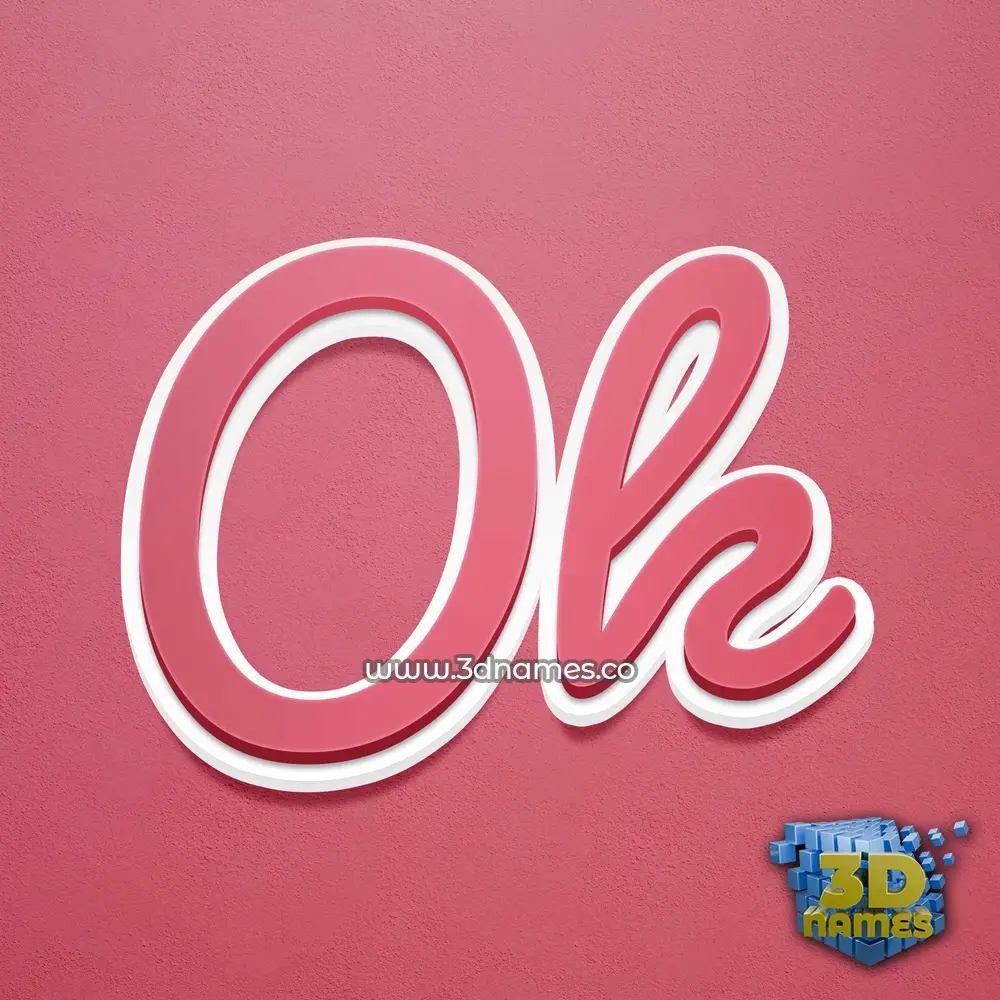 ok in Red Scribble style - 3D name wallpaper