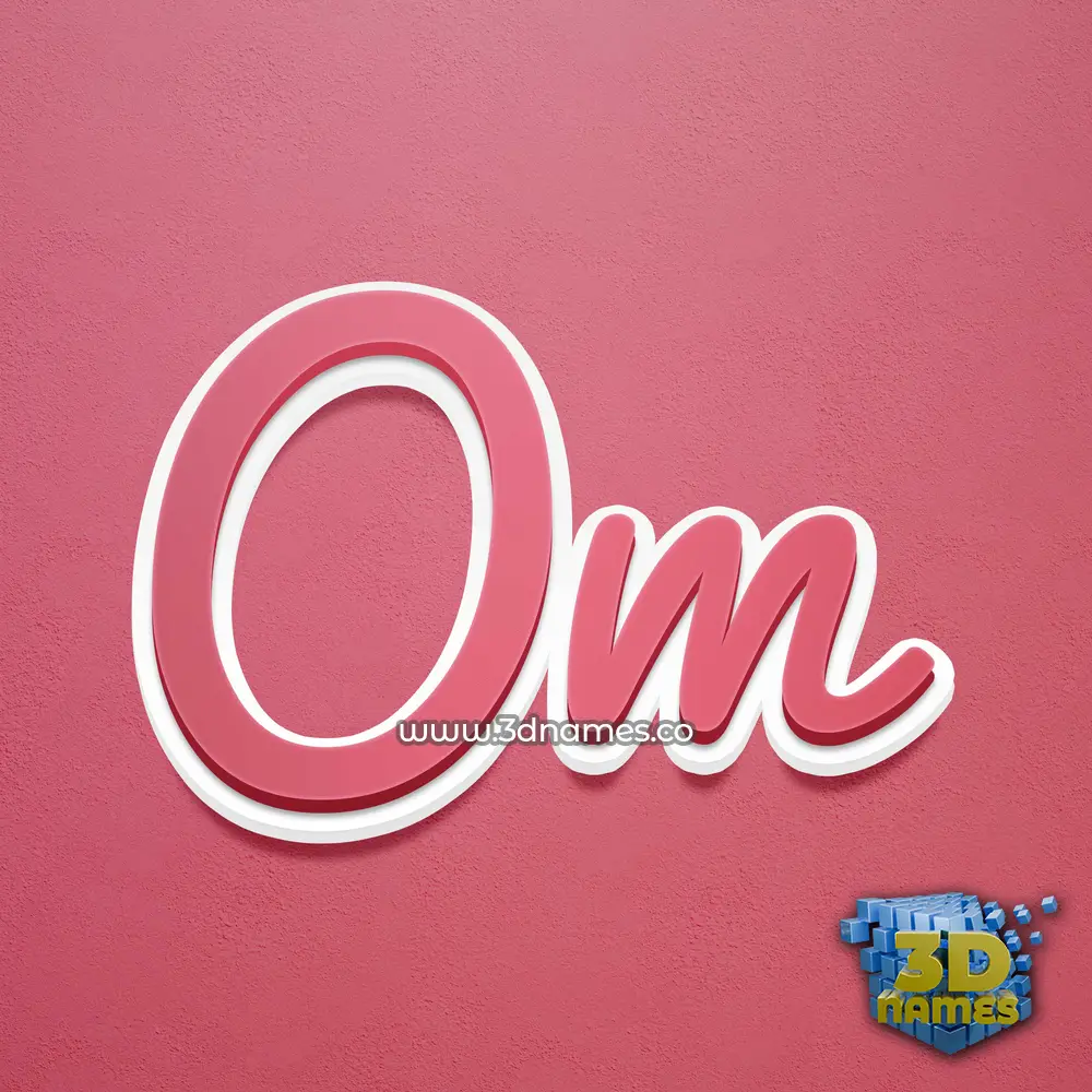 om in Red Scribble style - 3D name wallpaper