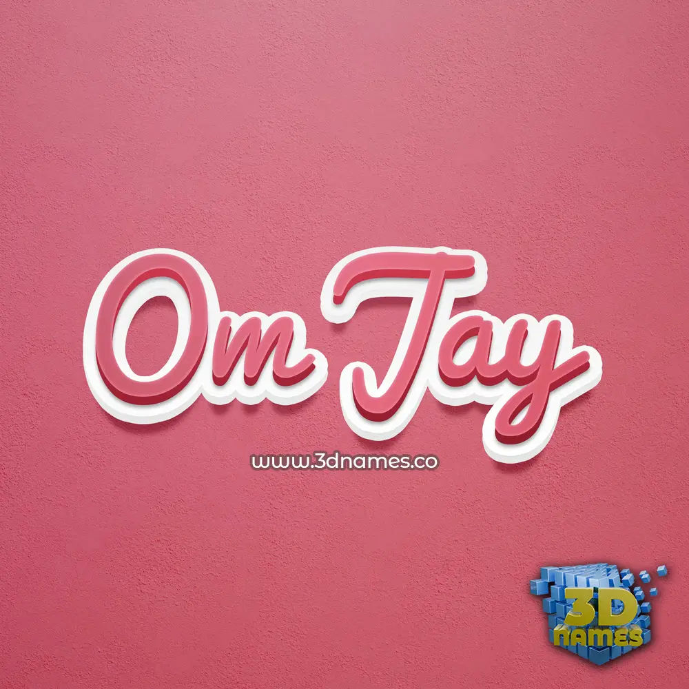 om jay in Red Scribble style - 3D name wallpaper
