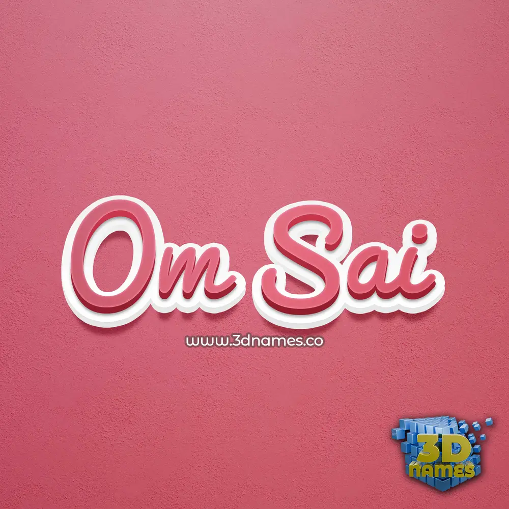 om sai in Red Scribble style - 3D name wallpaper