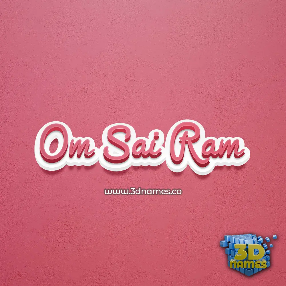 om sai ram in Red Scribble style - 3D name wallpaper
