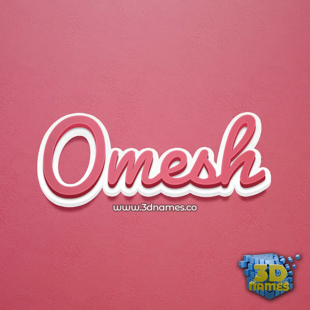 omesh in Red Scribble style - 3D name wallpaper