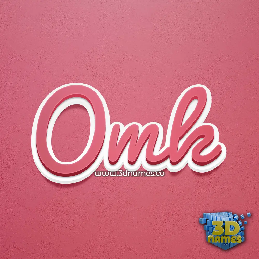 omk in Red Scribble style - 3D name wallpaper