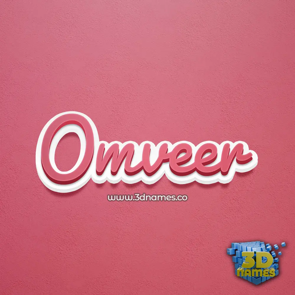 omveer in Red Scribble style - 3D name wallpaper