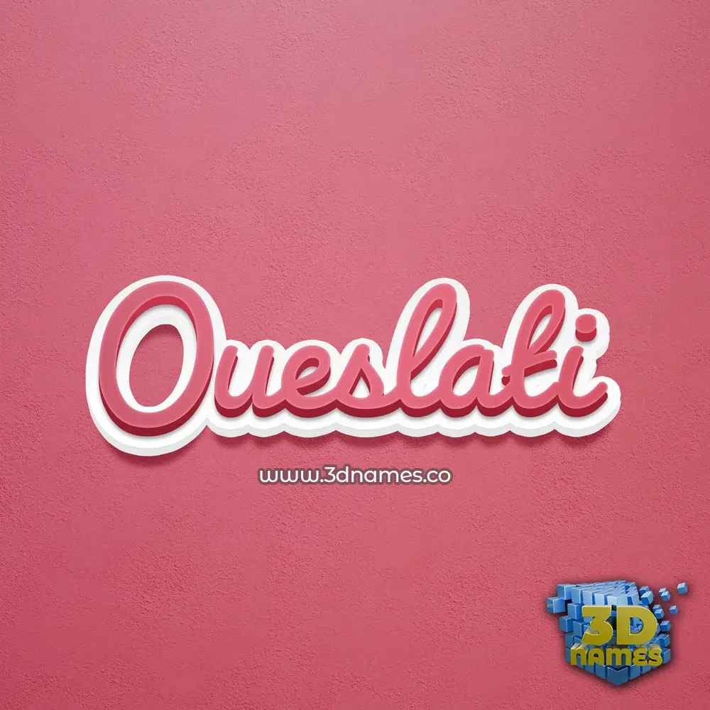 oueslati in Red Scribble style - 3D name wallpaper