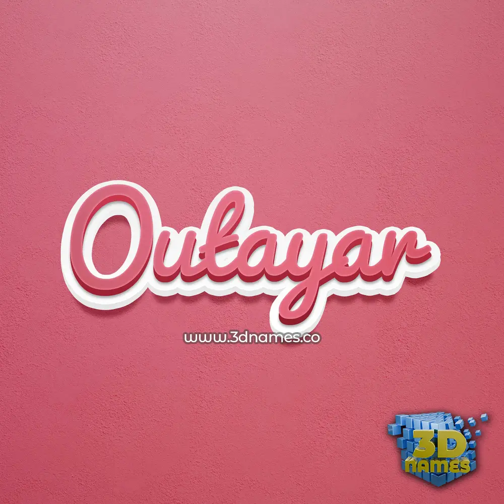 outayar in Red Scribble style - 3D name wallpaper