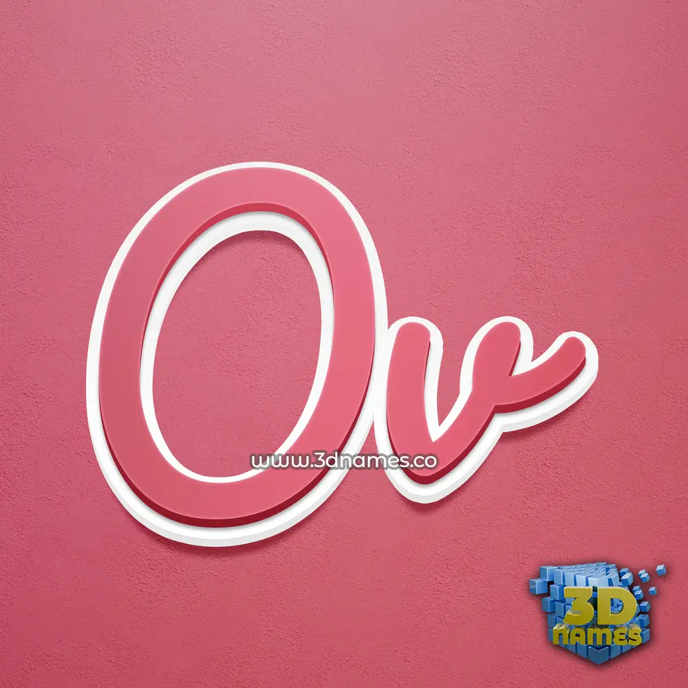 ov in Red Scribble style - 3D name wallpaper