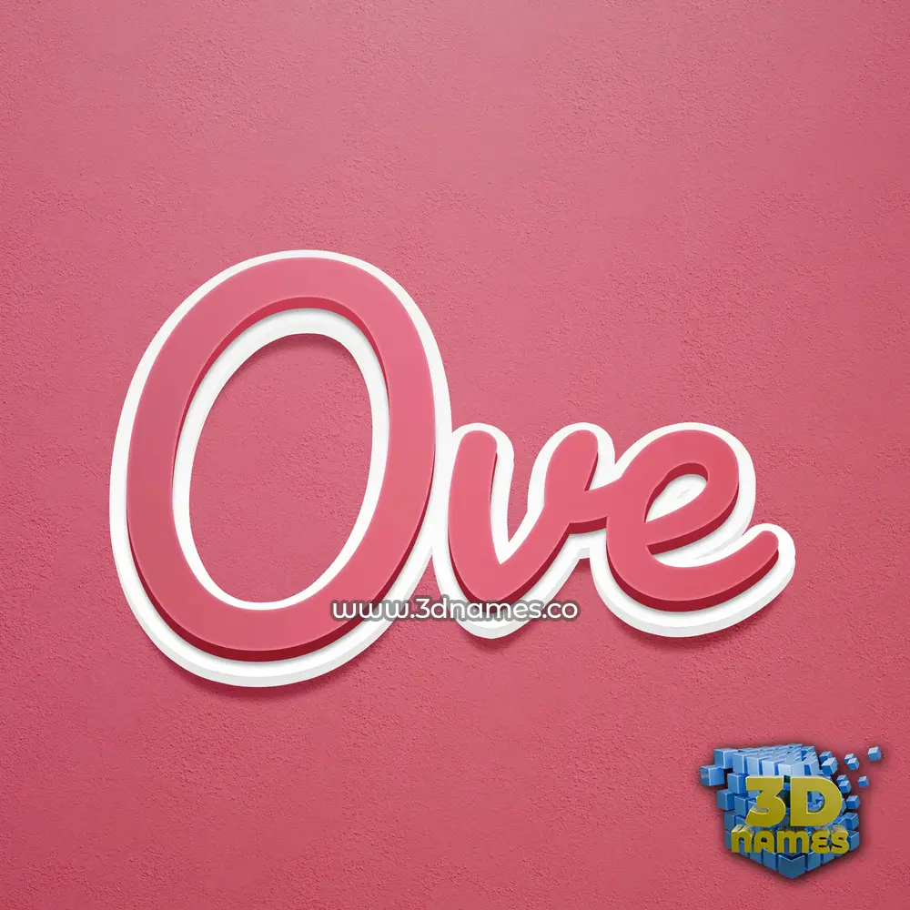 ove in Red Scribble style - 3D name wallpaper