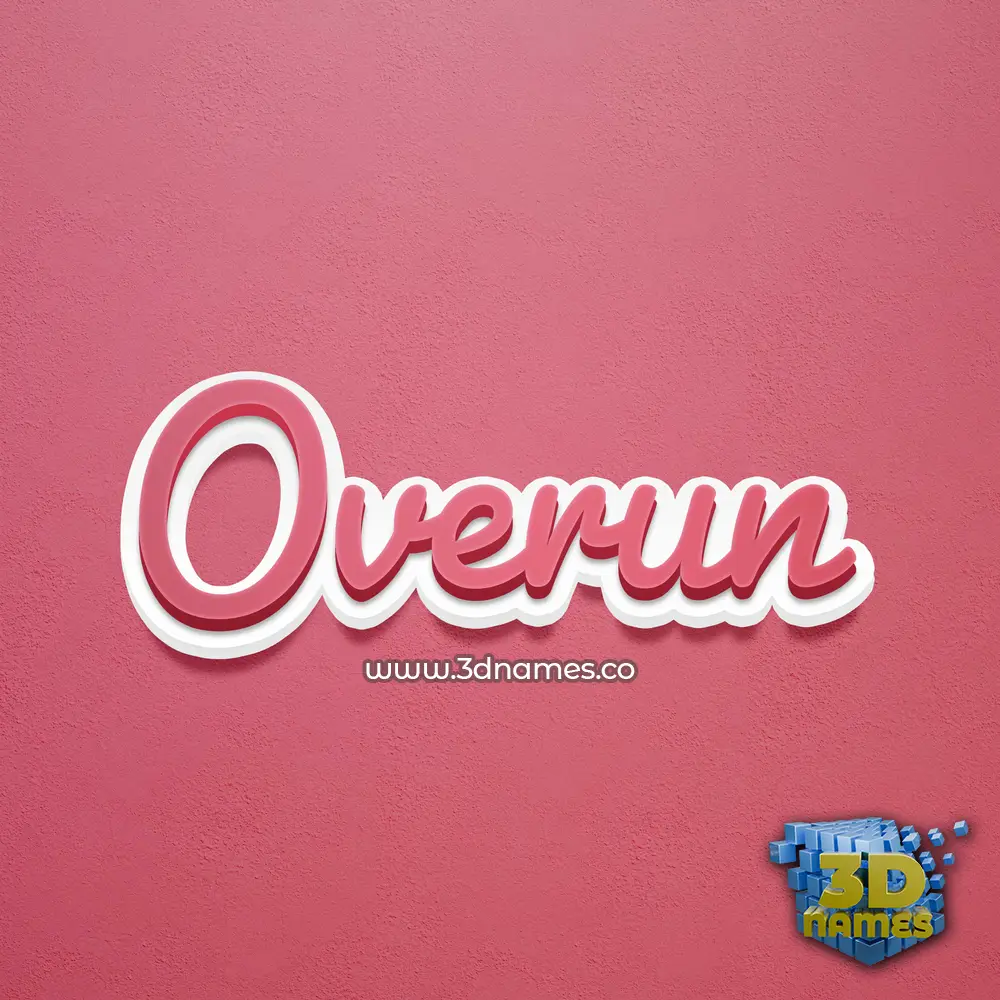 overun in Red Scribble style - 3D name wallpaper