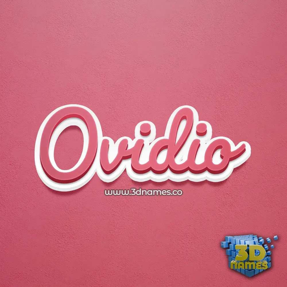 ovidio in Red Scribble style - 3D name wallpaper