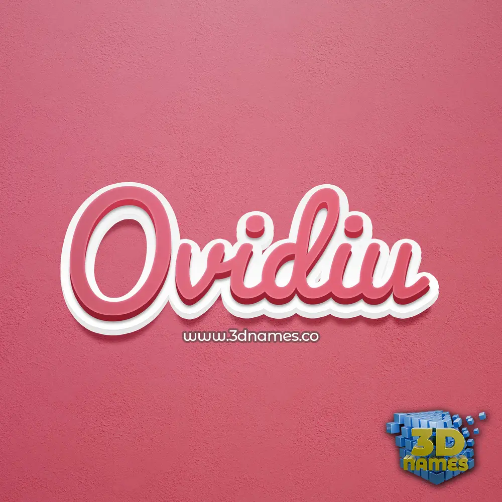 ovidiu in Red Scribble style - 3D name wallpaper