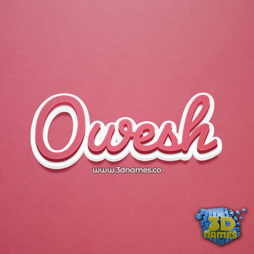 owesh in Red Scribble style - 3D name wallpaper