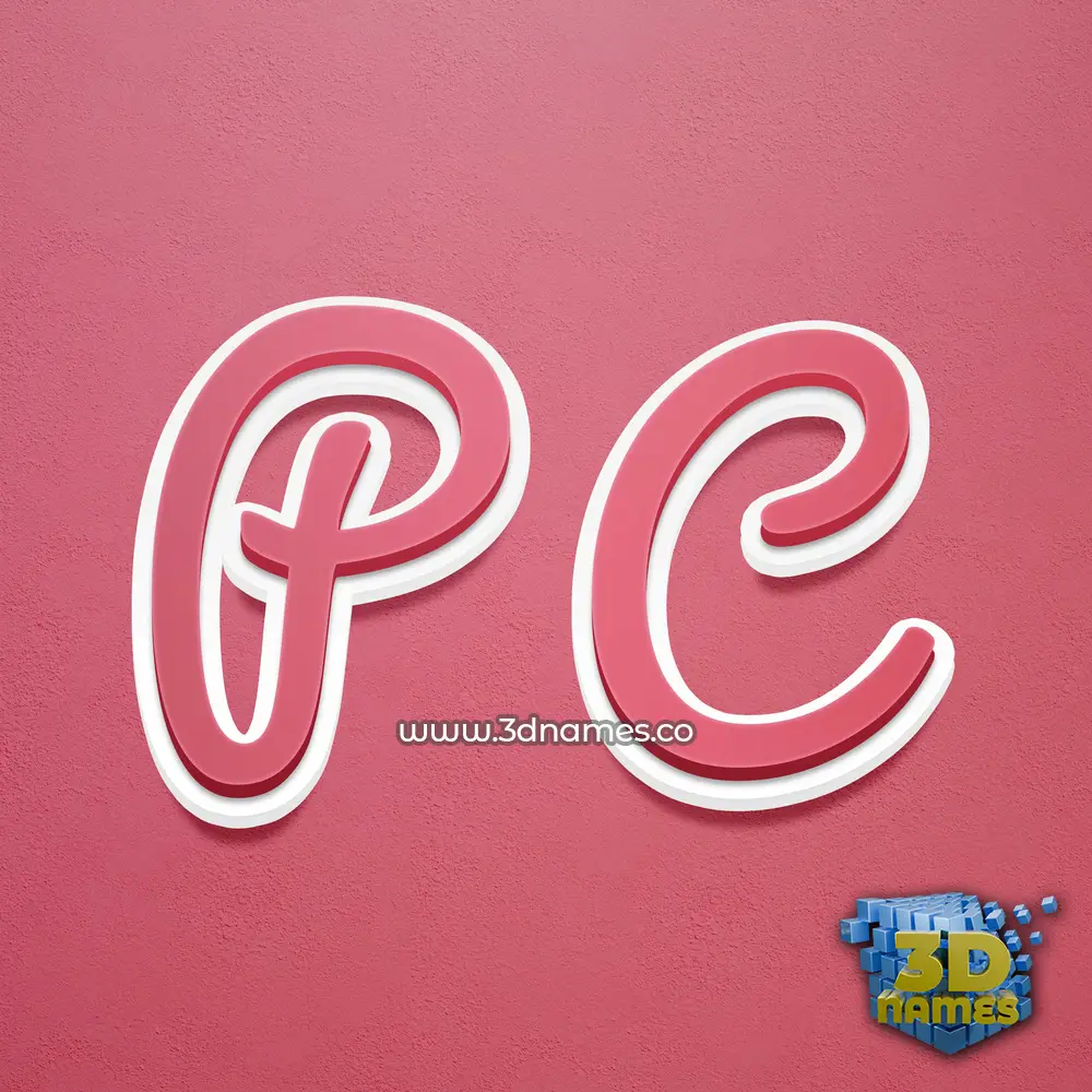 p c in Red Scribble style - 3D name wallpaper